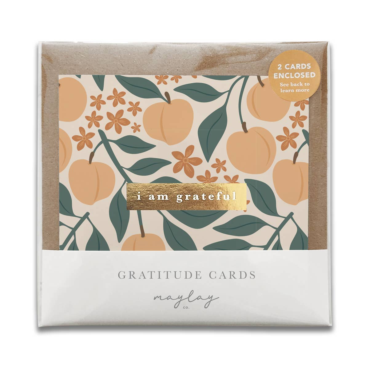 “I Am Grateful” Peaches Floral | Gratitude Greeting Card