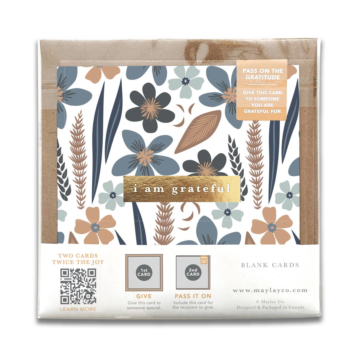 “I Am Grateful” Misty Bloom Floral | Gratitude Greeting Card