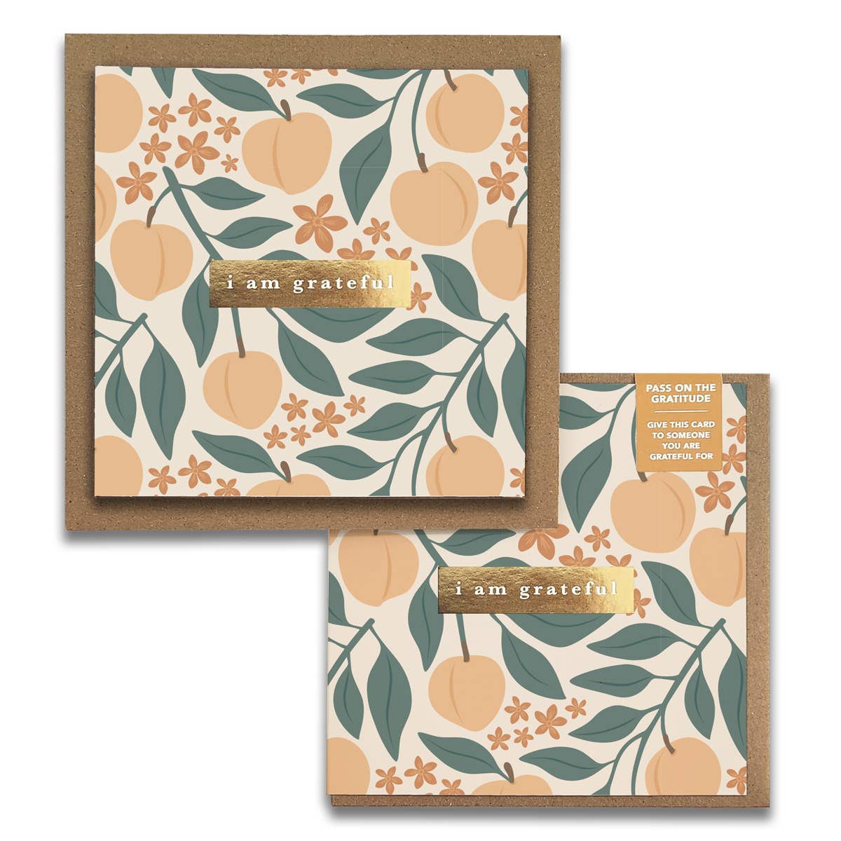 “I Am Grateful” Peaches Floral | Gratitude Greeting Card
