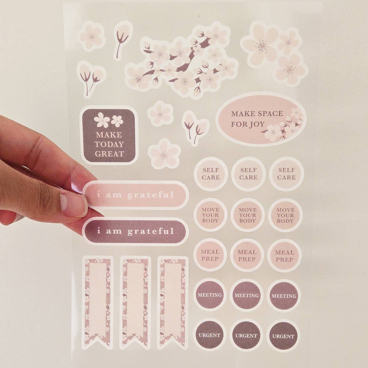 Cherry Blossoms | Inspirational Affirmations | Washi Planner Sticker Sheet
