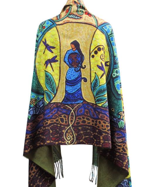 Shawl | Indigenous Strong Earth Woman Design | First Nations Artist | Wrap